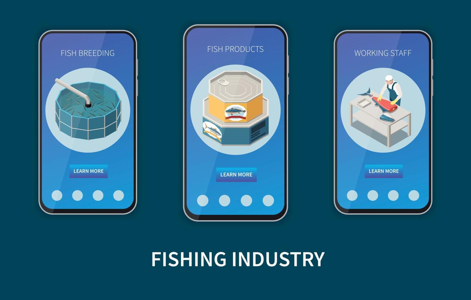 Industrial Fish Production Set vector