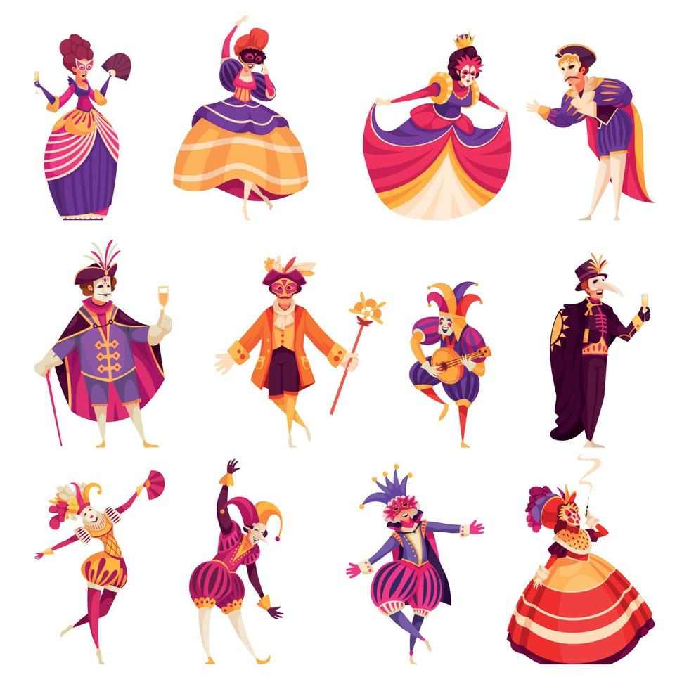 conjunto de carnaval veneciano vector