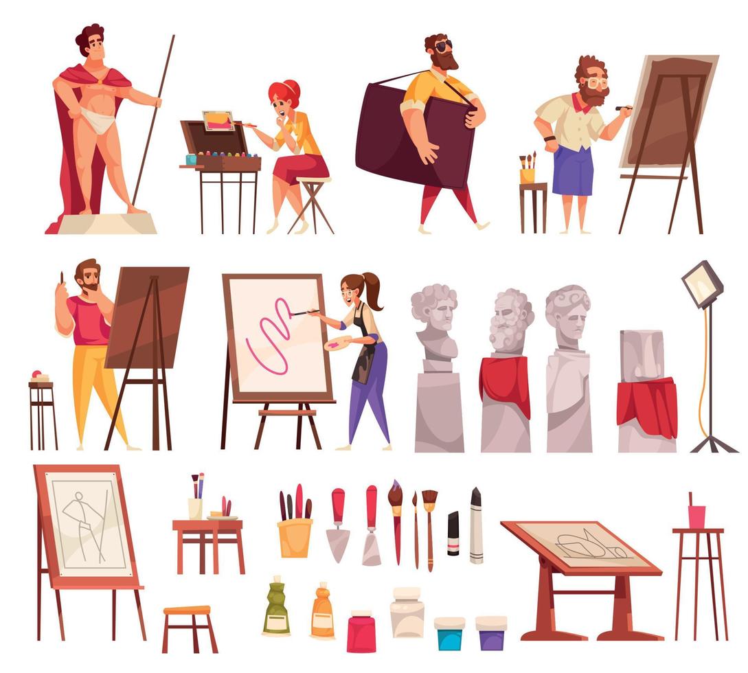 Cartoon Artists Set vector