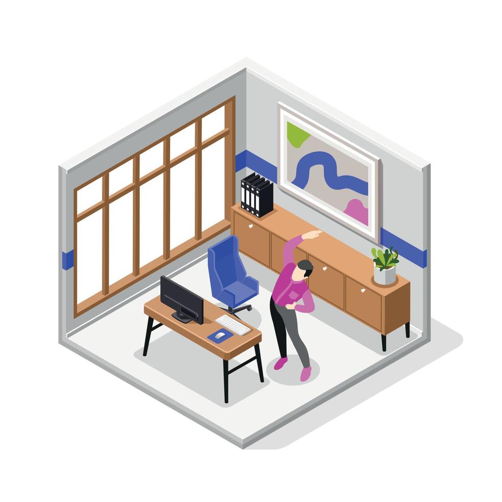 Office Stretches Isometric Illustration vector