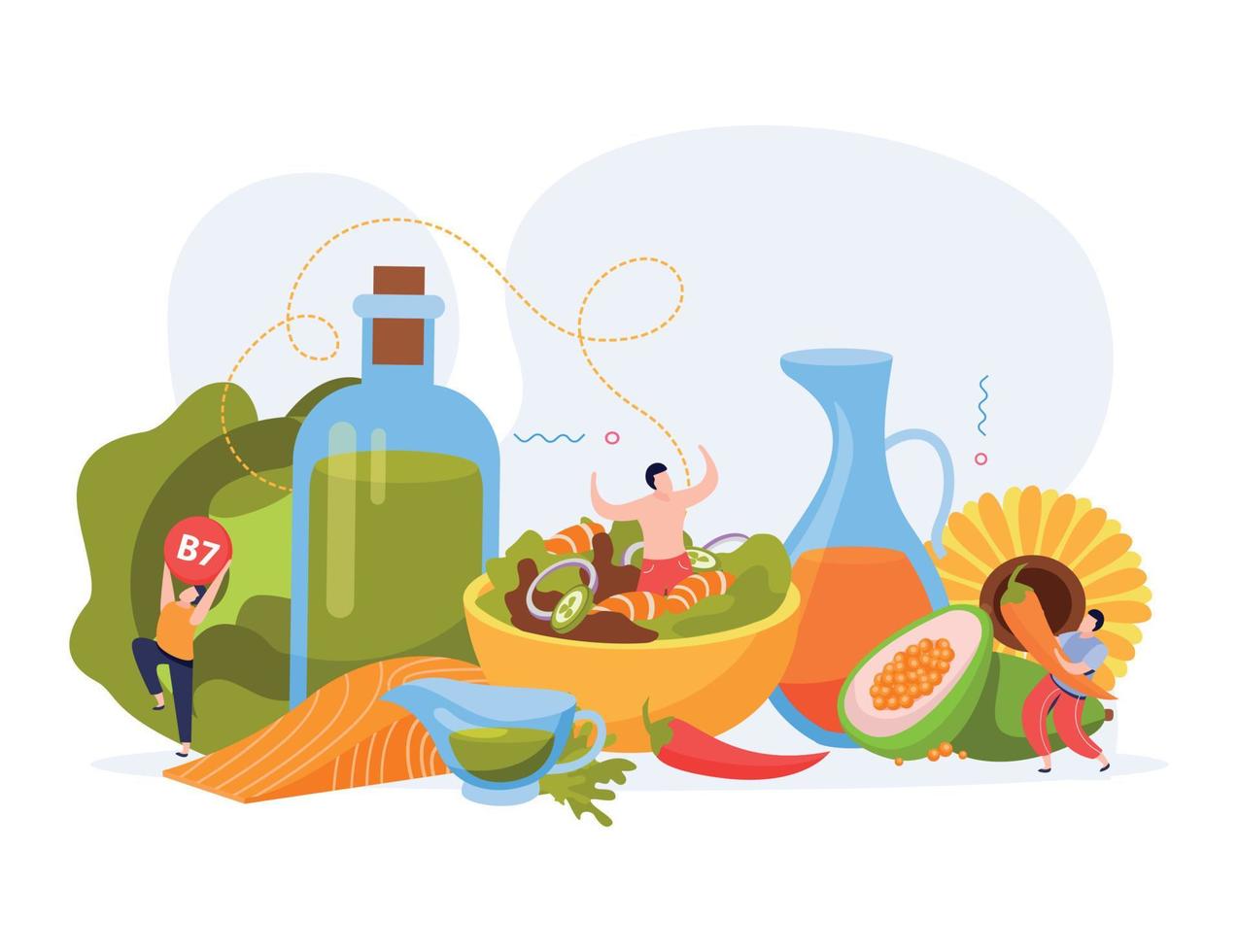 Food Oils People Composition vector