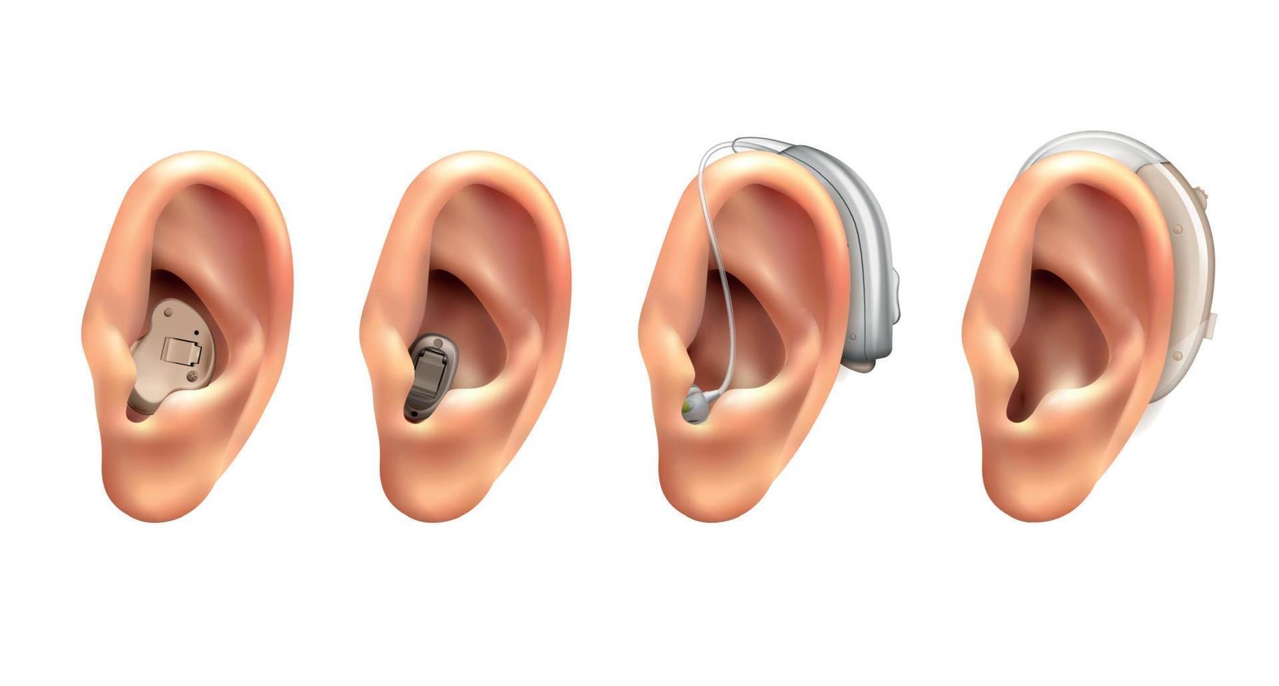 Hearing Aid Realistic Set vector