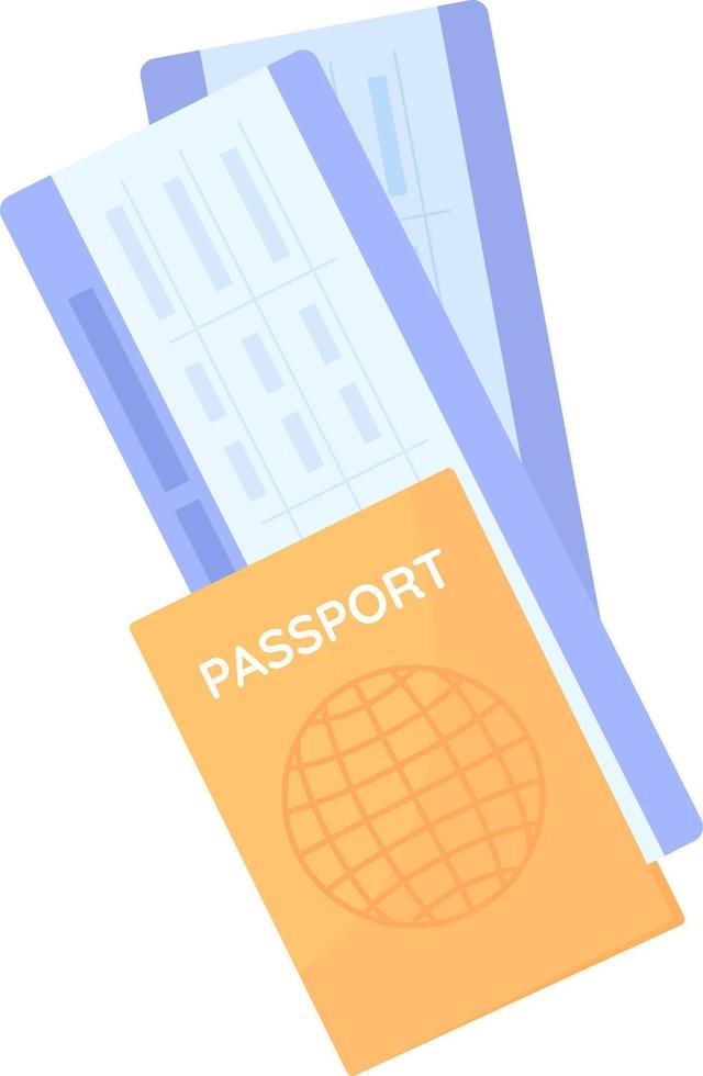 Passport with tickets semi flat color vector object