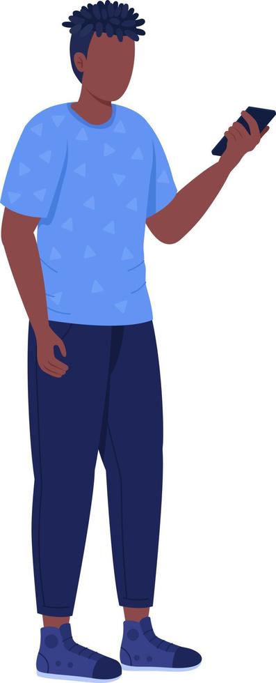 Stylish man with cellphone semi flat color vector character