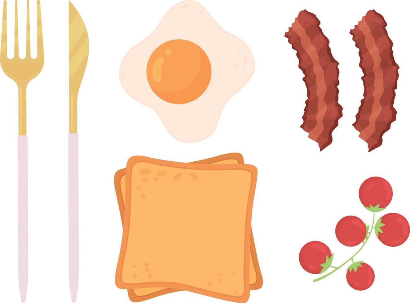 Breakfast semi flat color vector object set