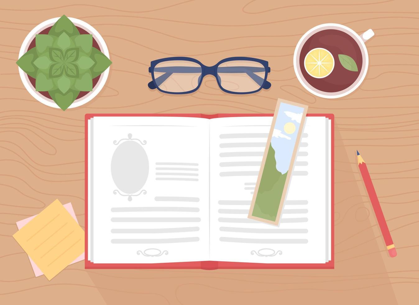 Read book flat color vector illustration