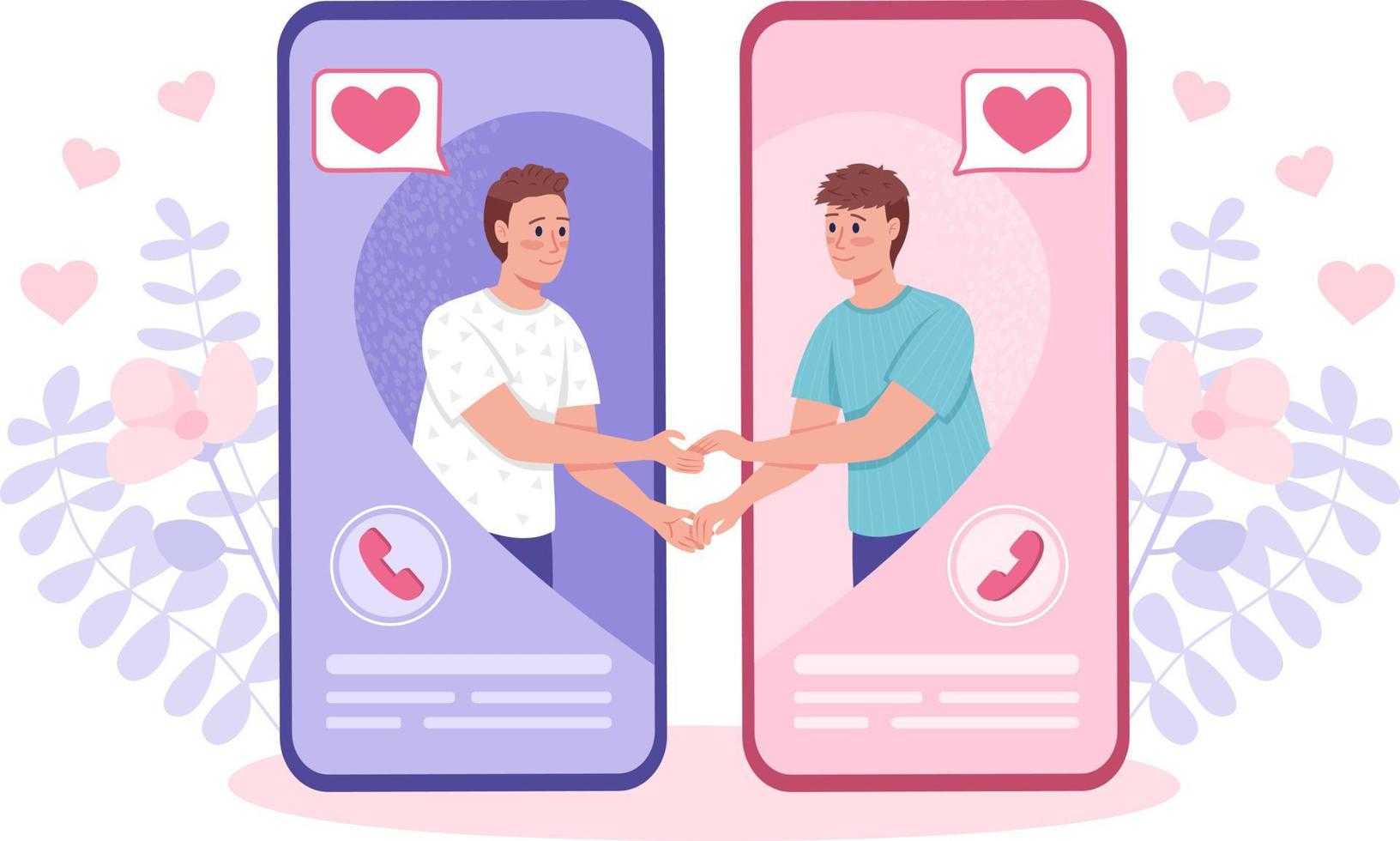 Finding relationship online flat concept vector illustration