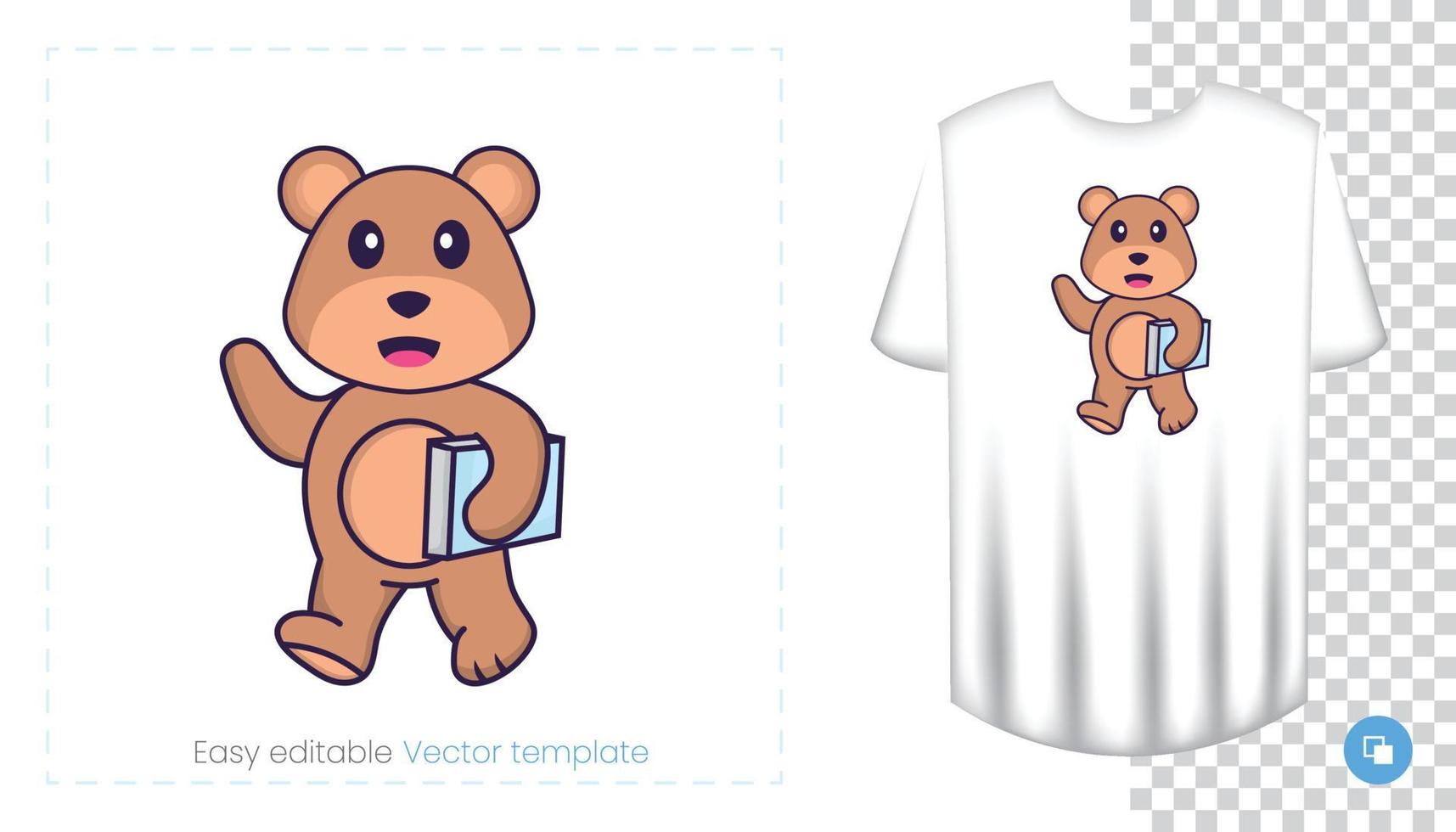 Cute bear mascot character. Can be used for stickers, pattern, patches, textiles, paper. Vector illustration