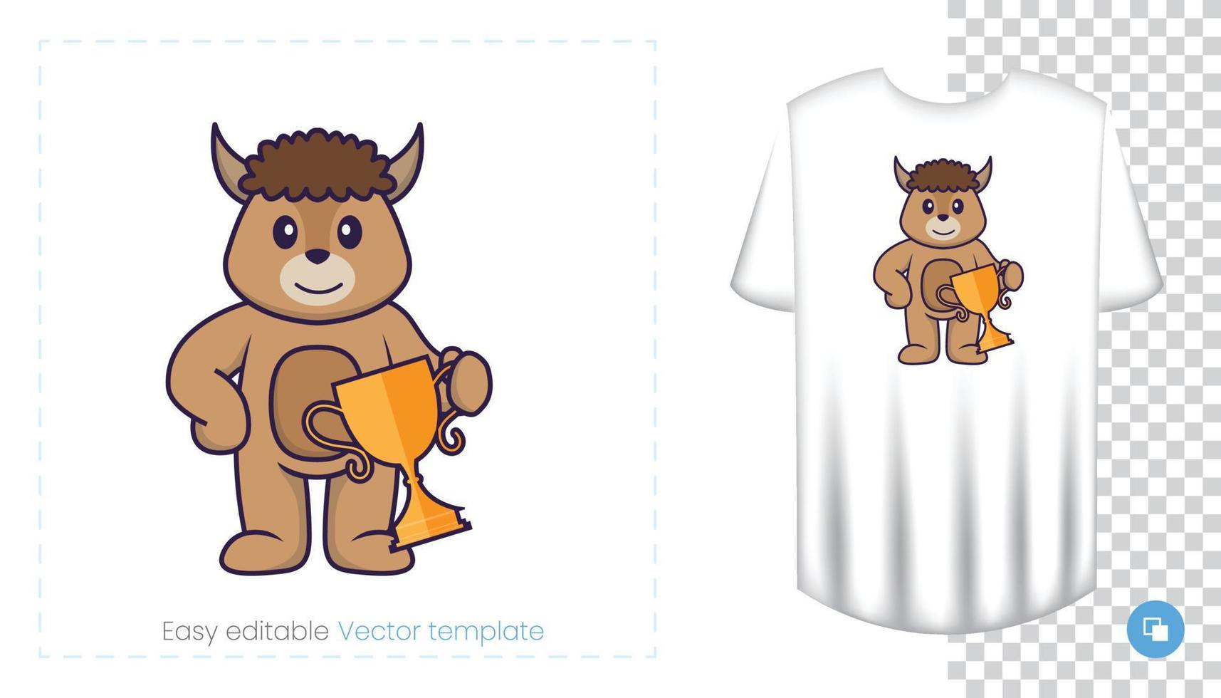Cute sheep character. Prints on T-shirts, sweatshirts, cases for mobile phones, souvenirs. Isolated vector illustration on white background.