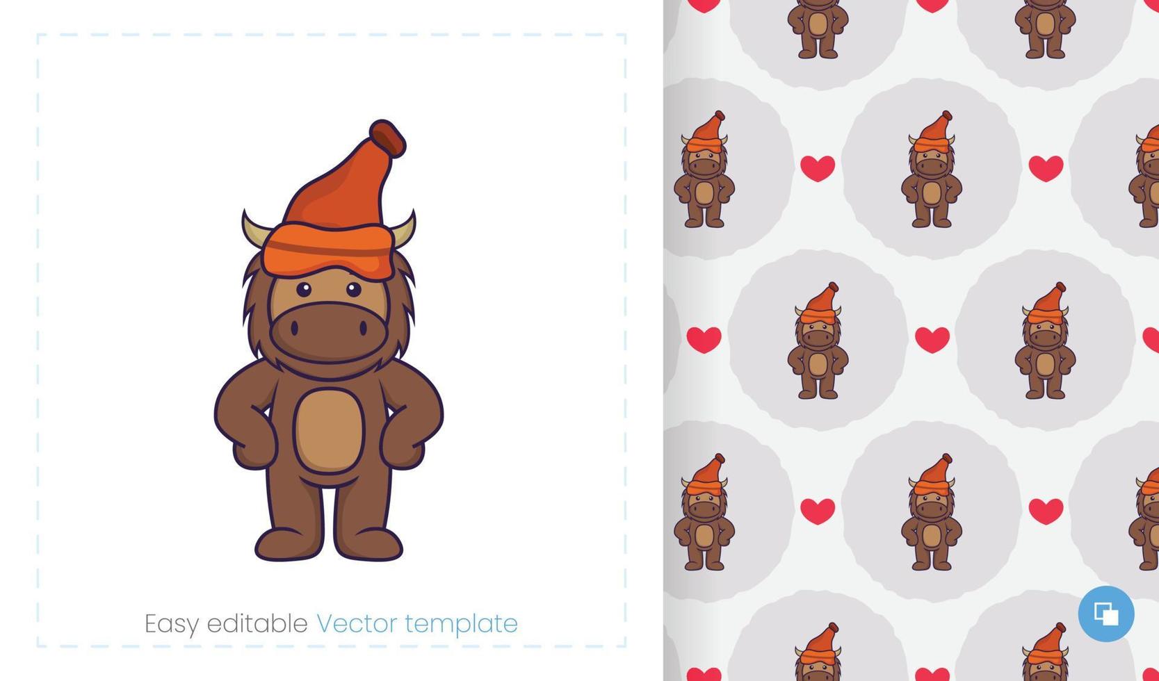 Cute bull mascot character. Can be used on stickers, patches, textiles, paper, cloth and others. vector