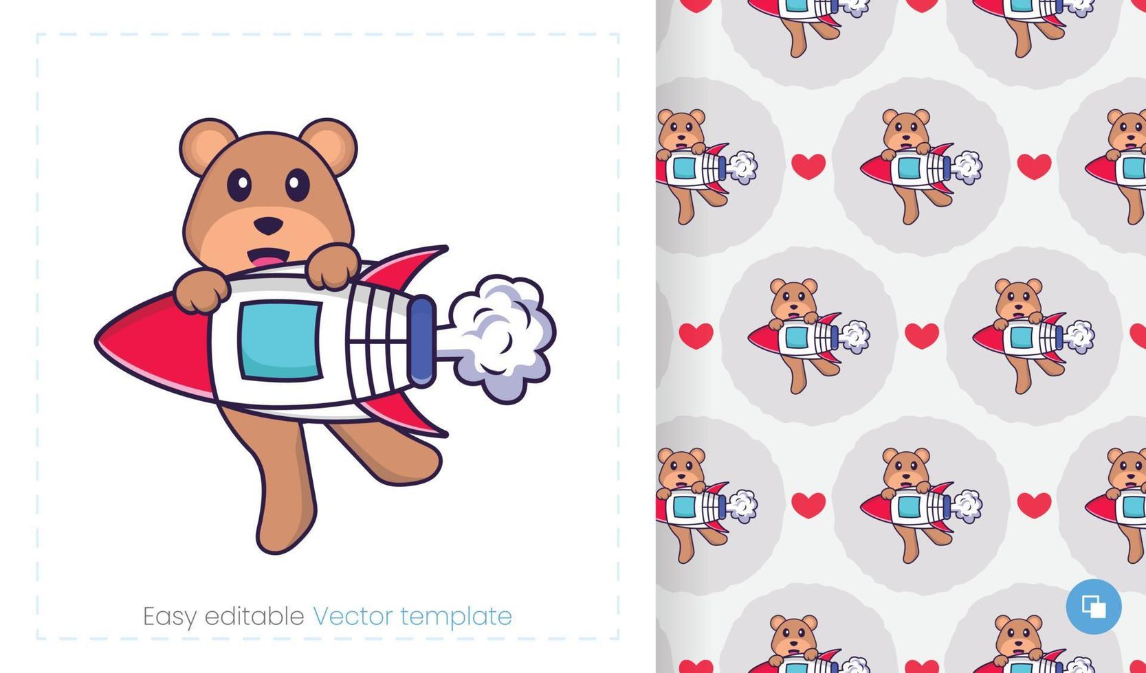 Cute bear mascot character. Can be used for stickers, pattern, patches, textiles, paper. Vector illustration