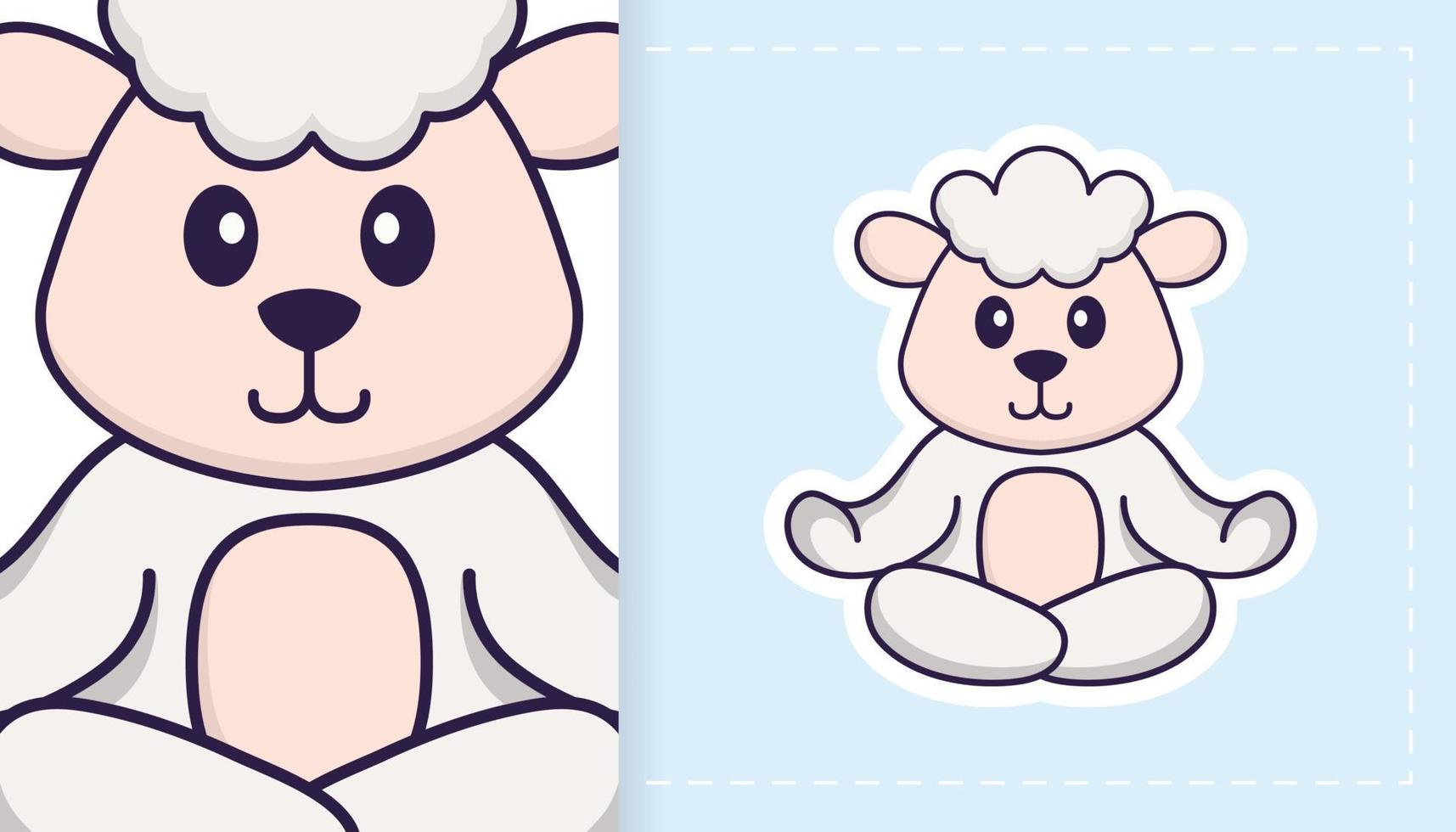 Cute sheep mascot character. Can be used for stickers, patches, textiles, paper. Vector illustration