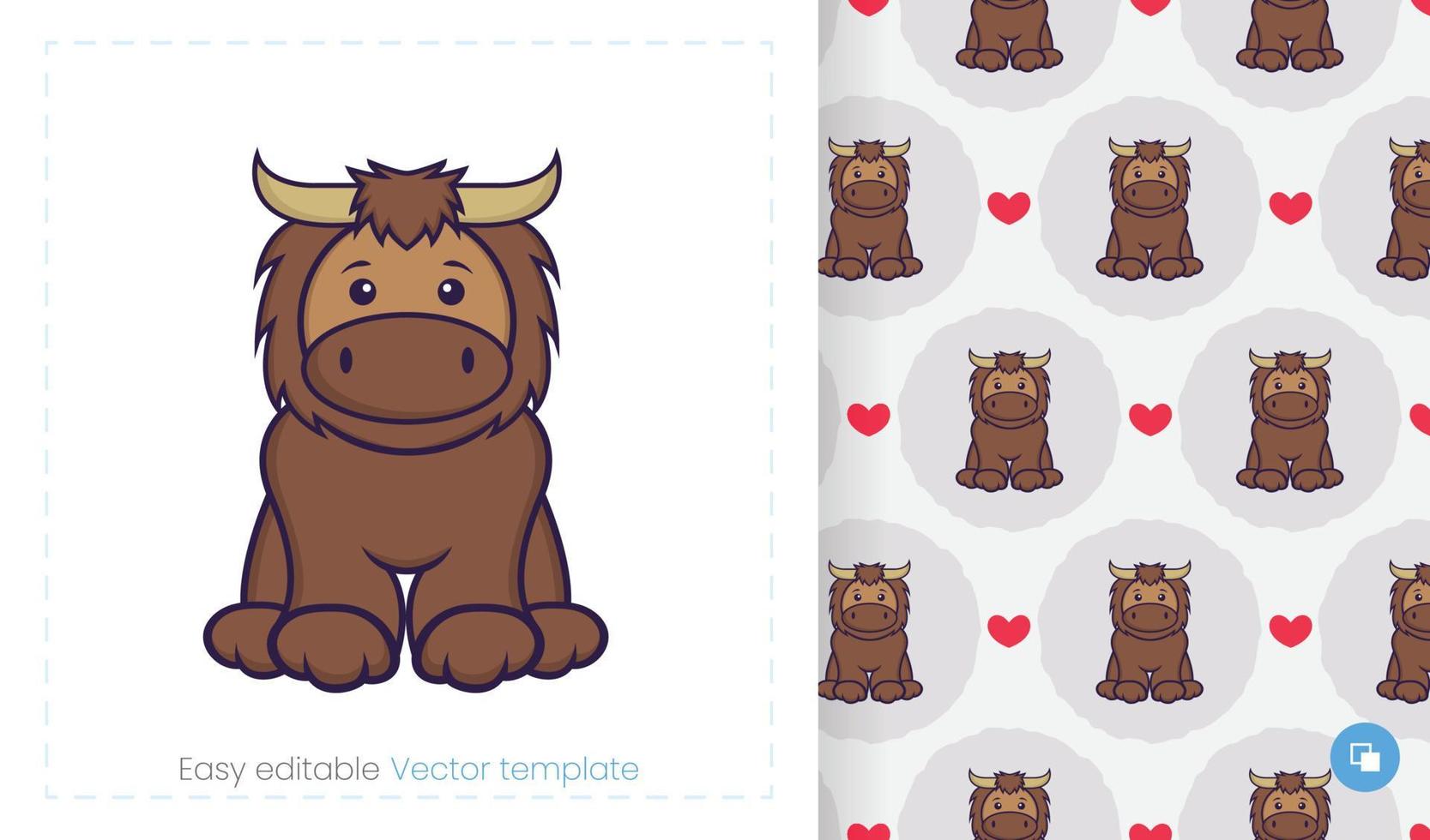 Cute bull mascot character. Can be used on stickers, patches, textiles, paper, cloth and others. vector