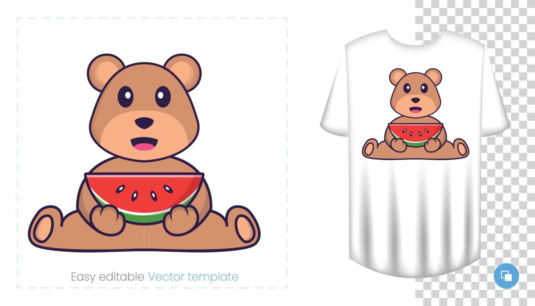 Cute bear mascot character. Can be used for stickers, pattern, patches, textiles, paper. Vector illustration