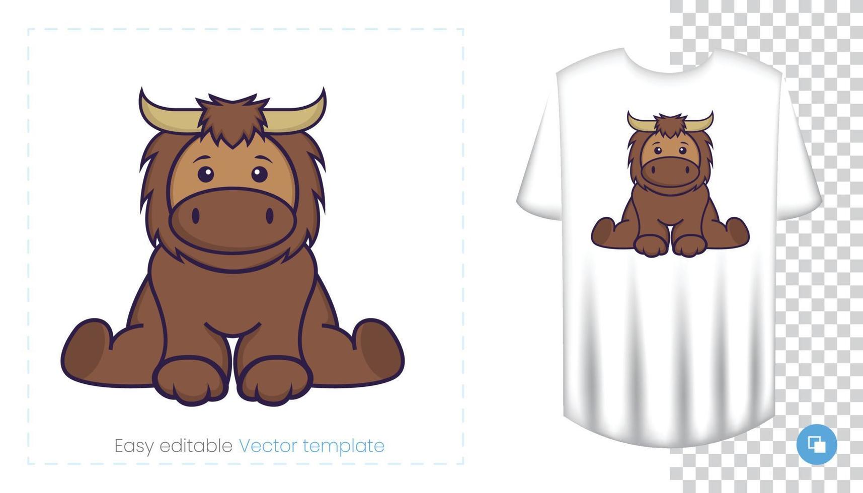 Cute bull mascot character. Can be used on stickers, patches, textiles, paper, cloth and others. vector