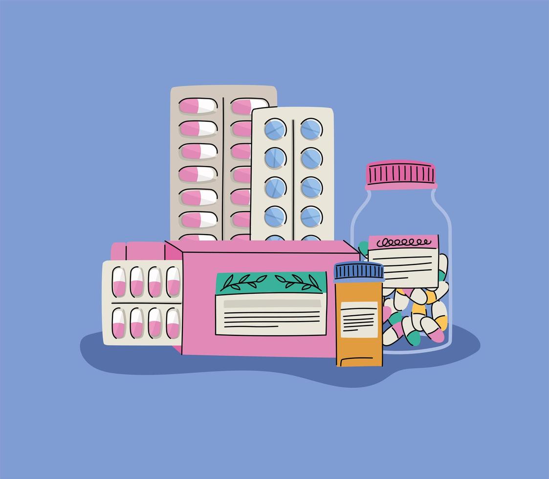 pills boxes illustration vector