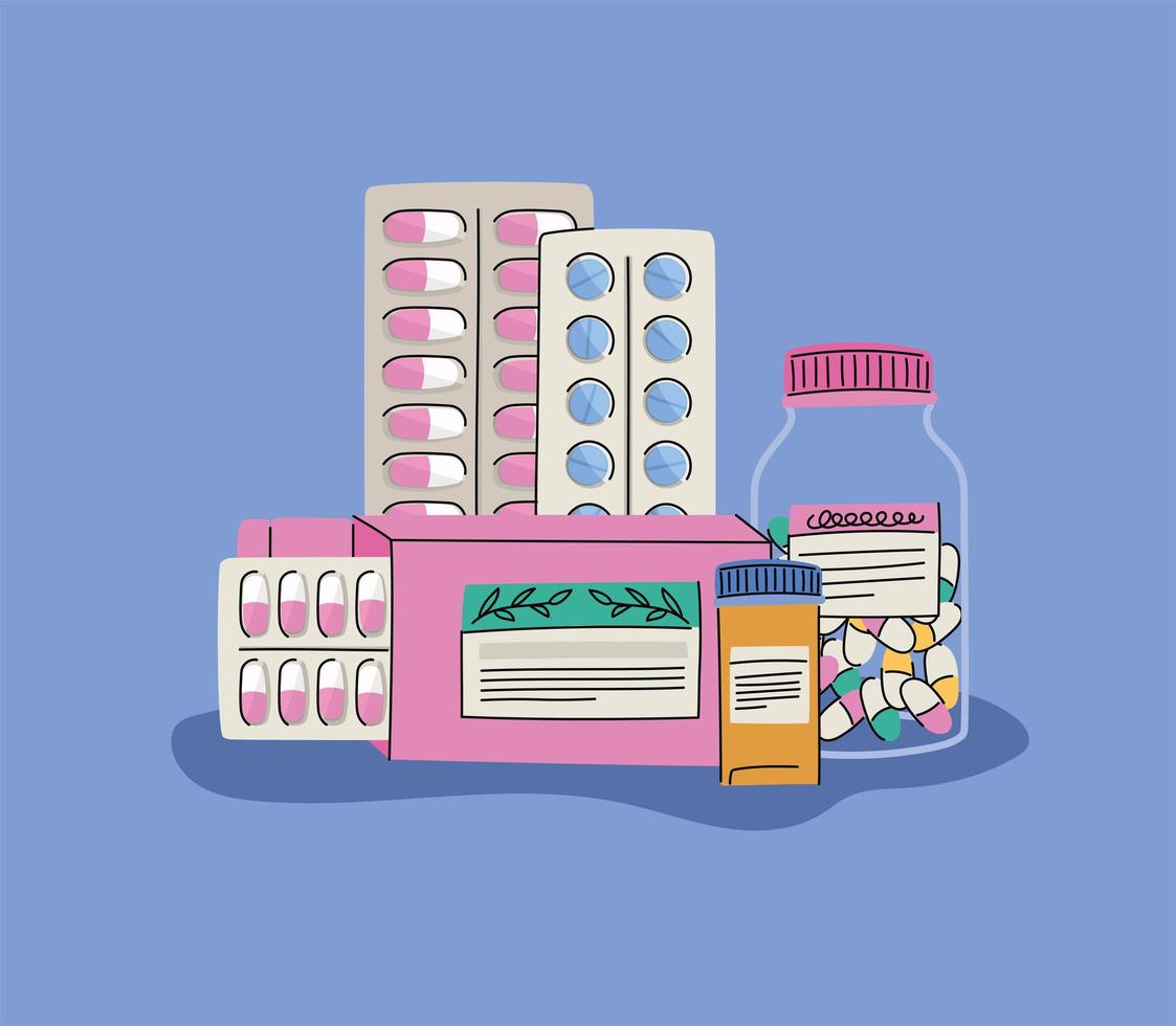 pills boxes illustration vector