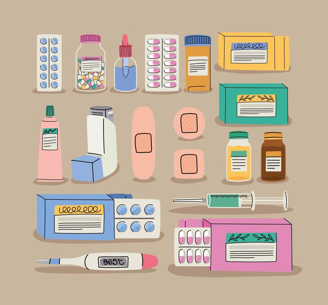 nice medicine items vector