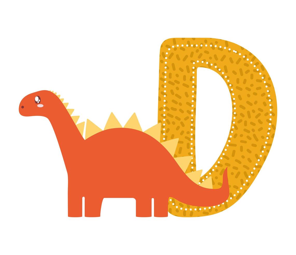 letter D with dinosaur vector