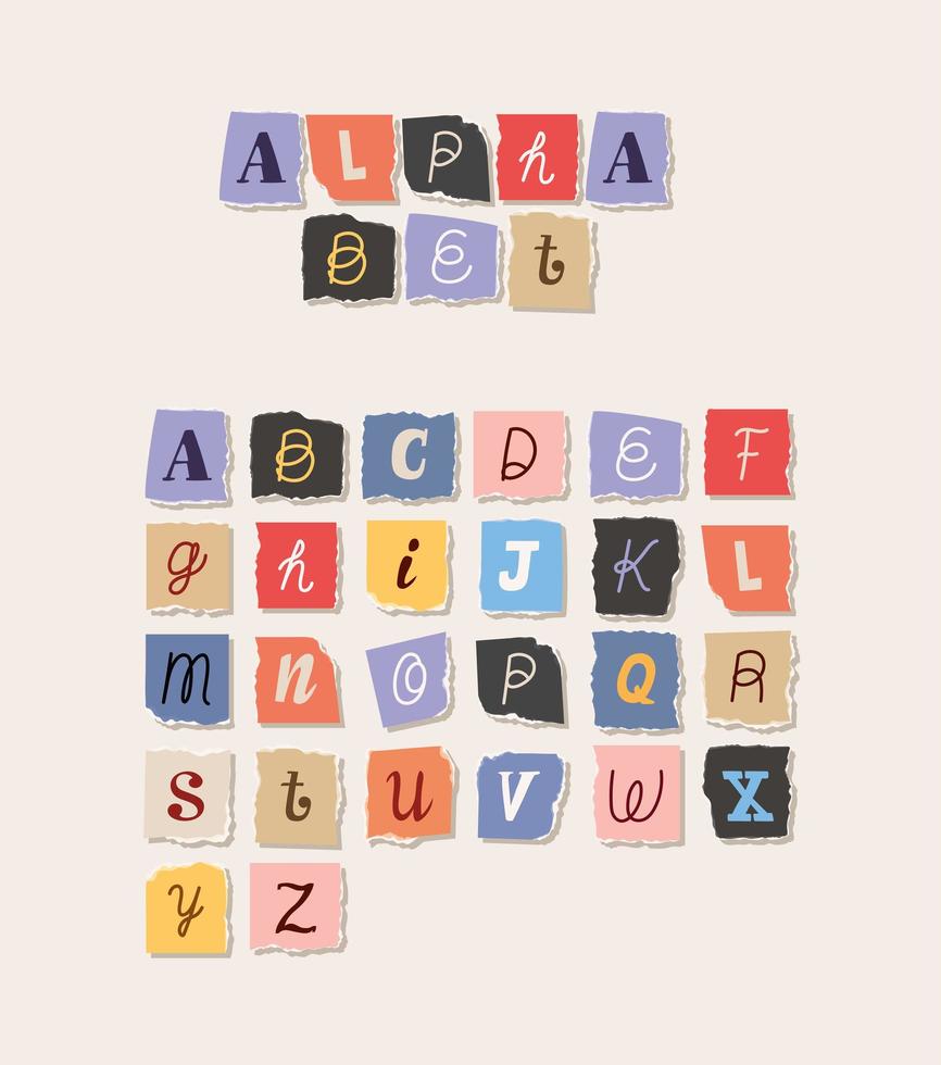 ransom note alphabet font poster vector
