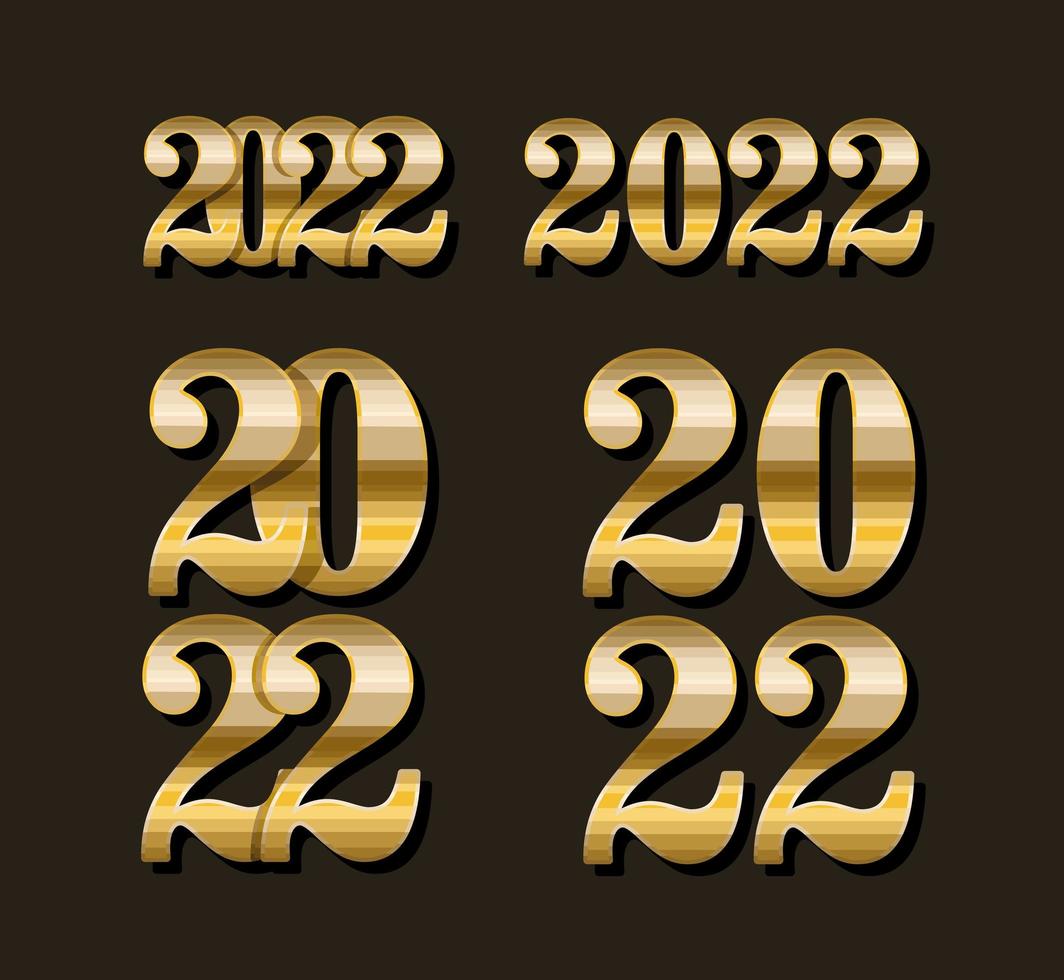 iconos de oro del año 2022 vector