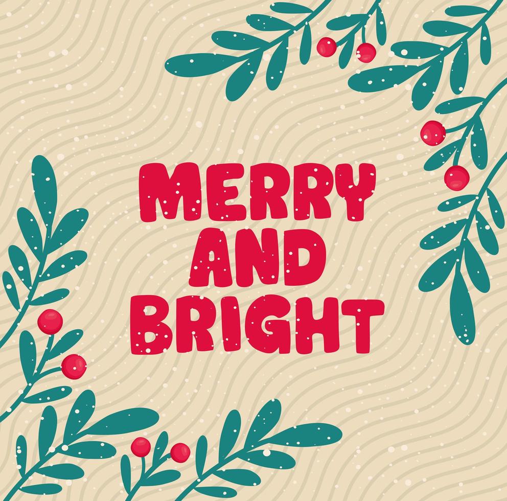 merry and bright card vector