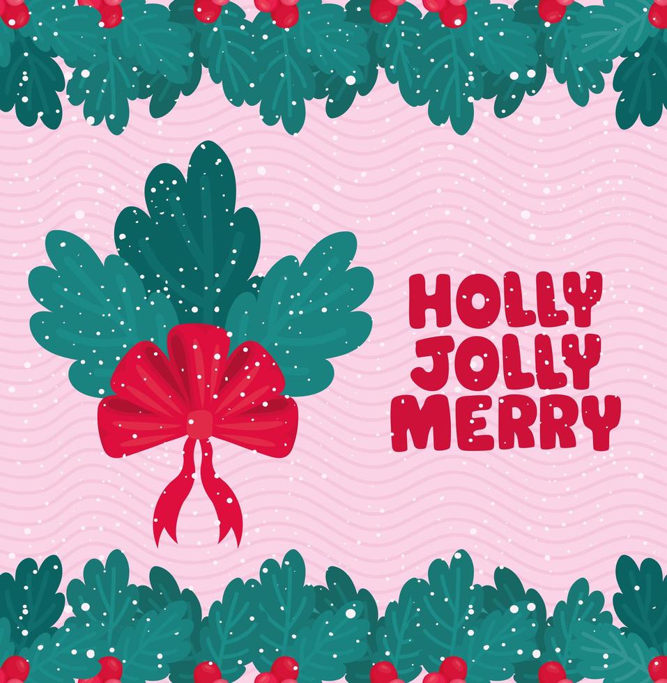 holly jolly merry card vector