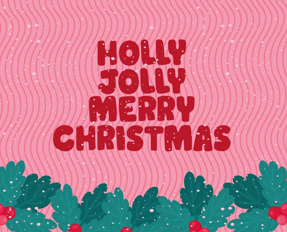holly jolly merry christmas card vector