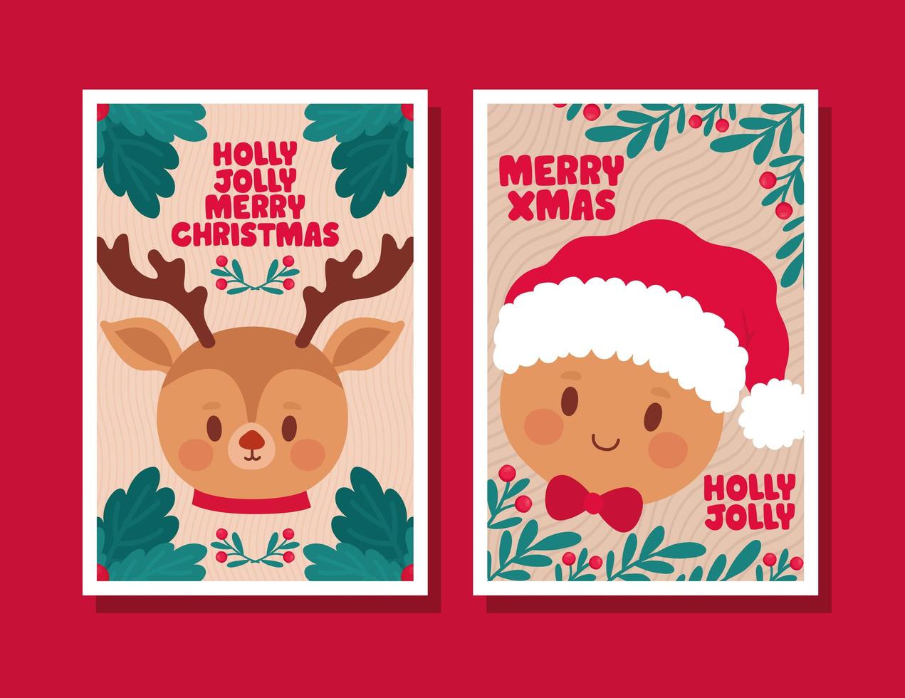 merry xmas designs with characters vector