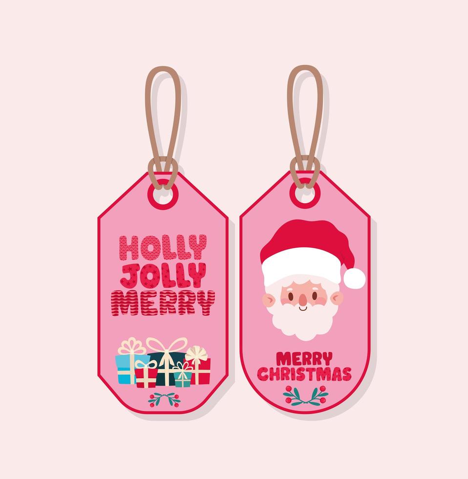 holly jolly merry tags vector