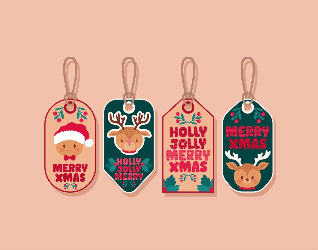 merry xmas labels vector