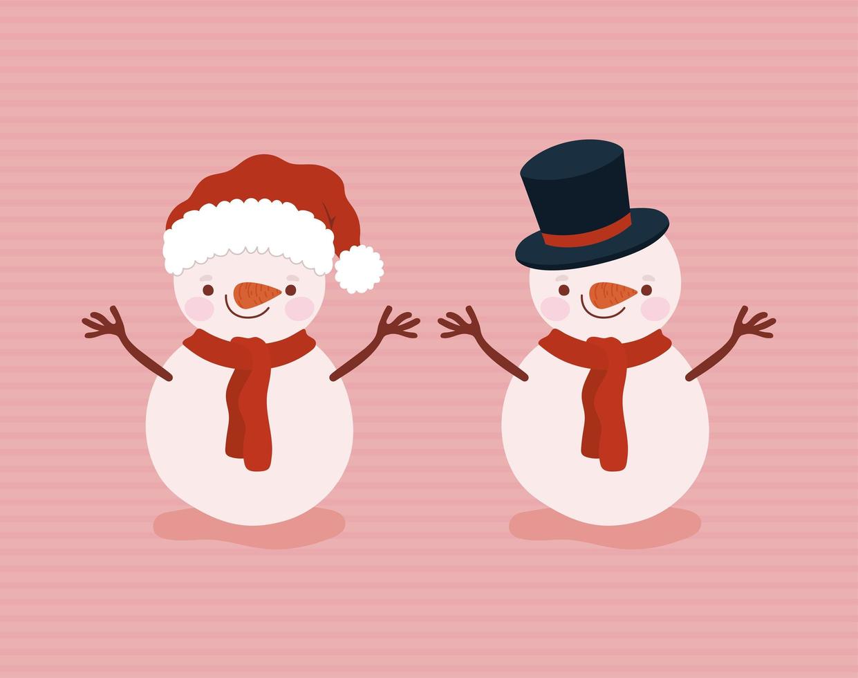 two xmas snowman vector