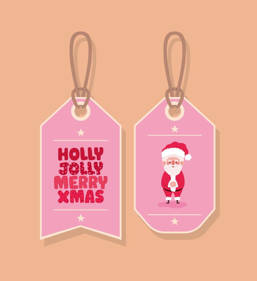 xmas tag and santa vector