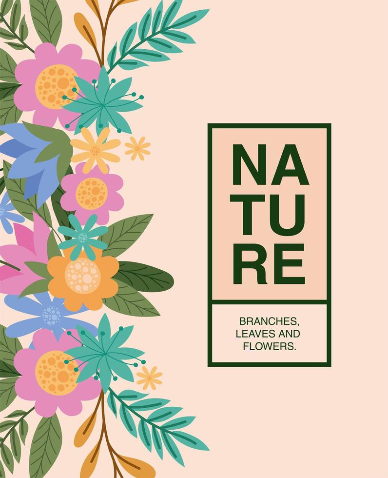 cartel de la naturaleza con hojas vector