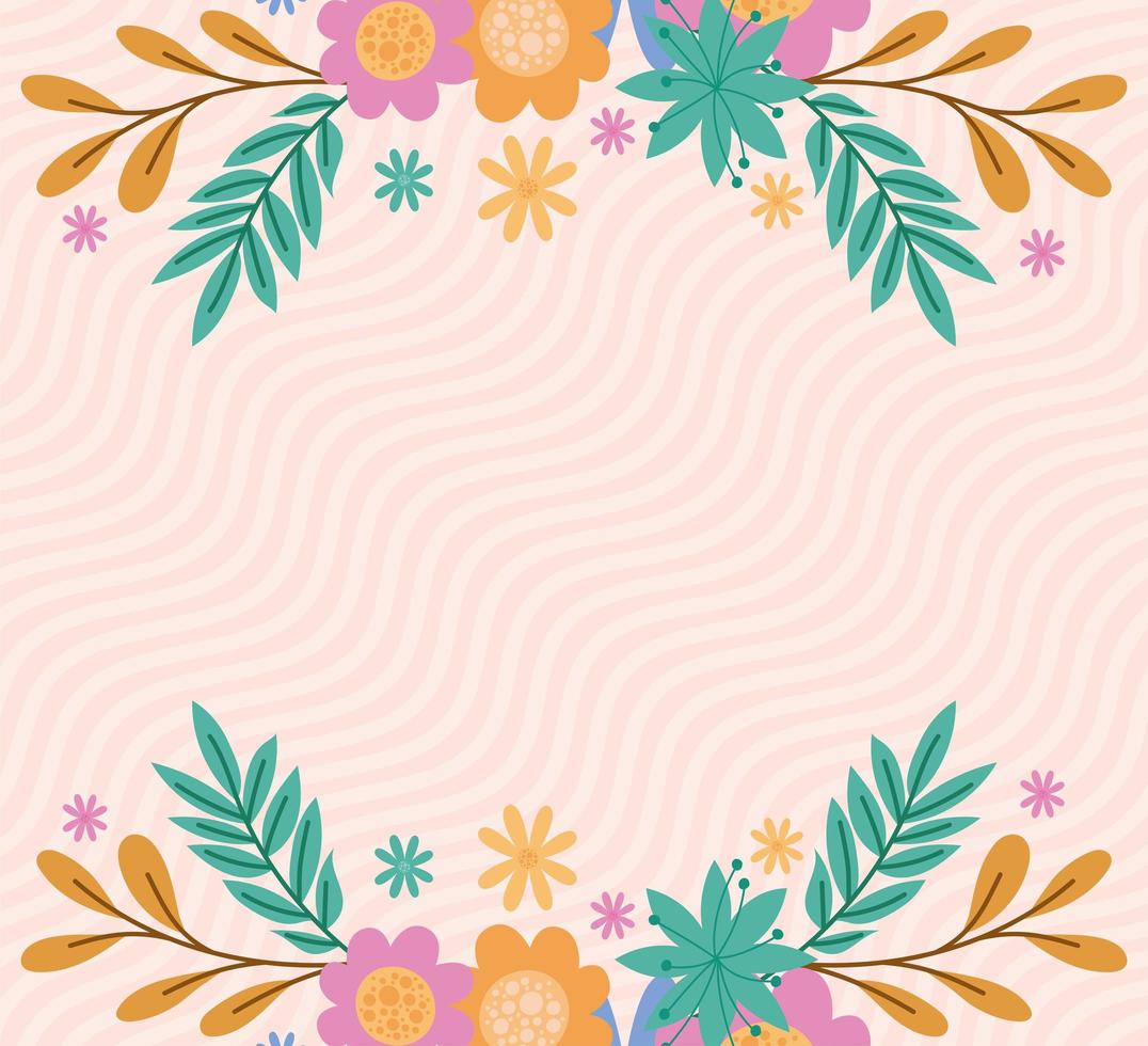 flowers leaves frame vector