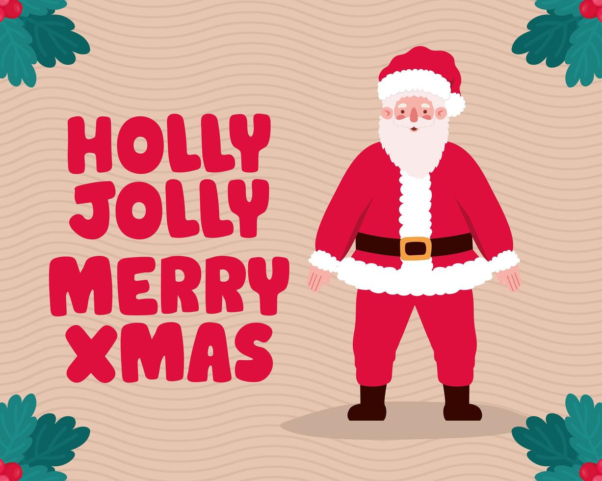 holly jolly merry xmas design vector