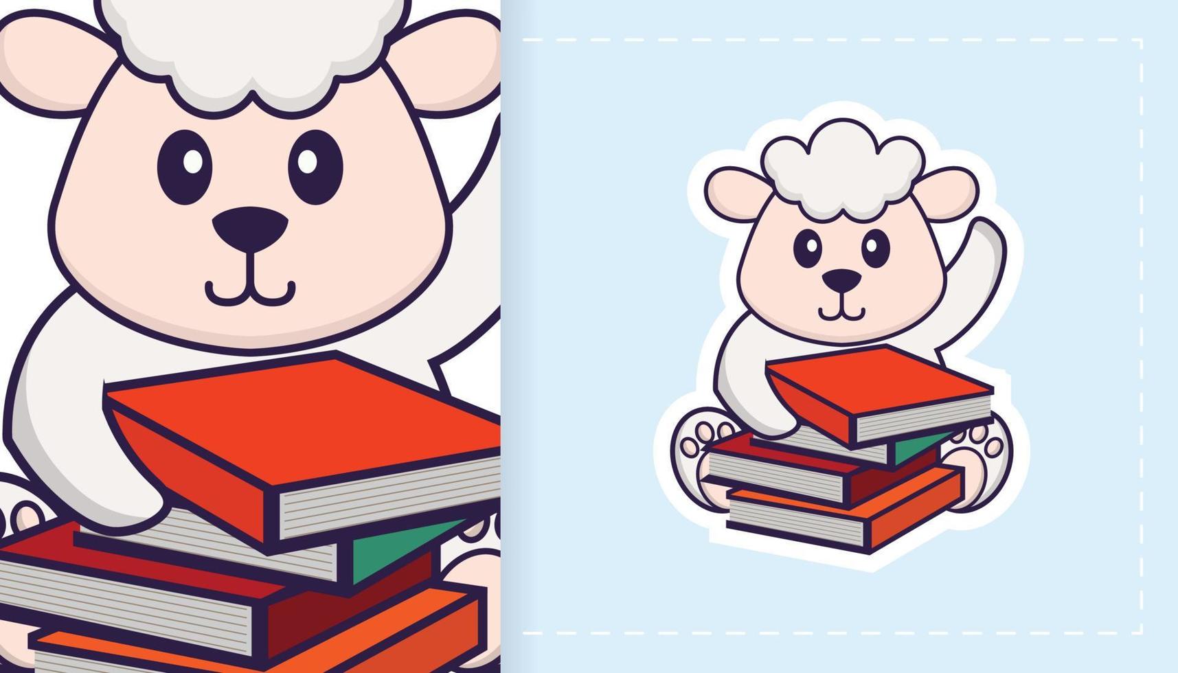 Cute sheep mascot character. Can be used for stickers, patches, textiles, paper. Vector illustration