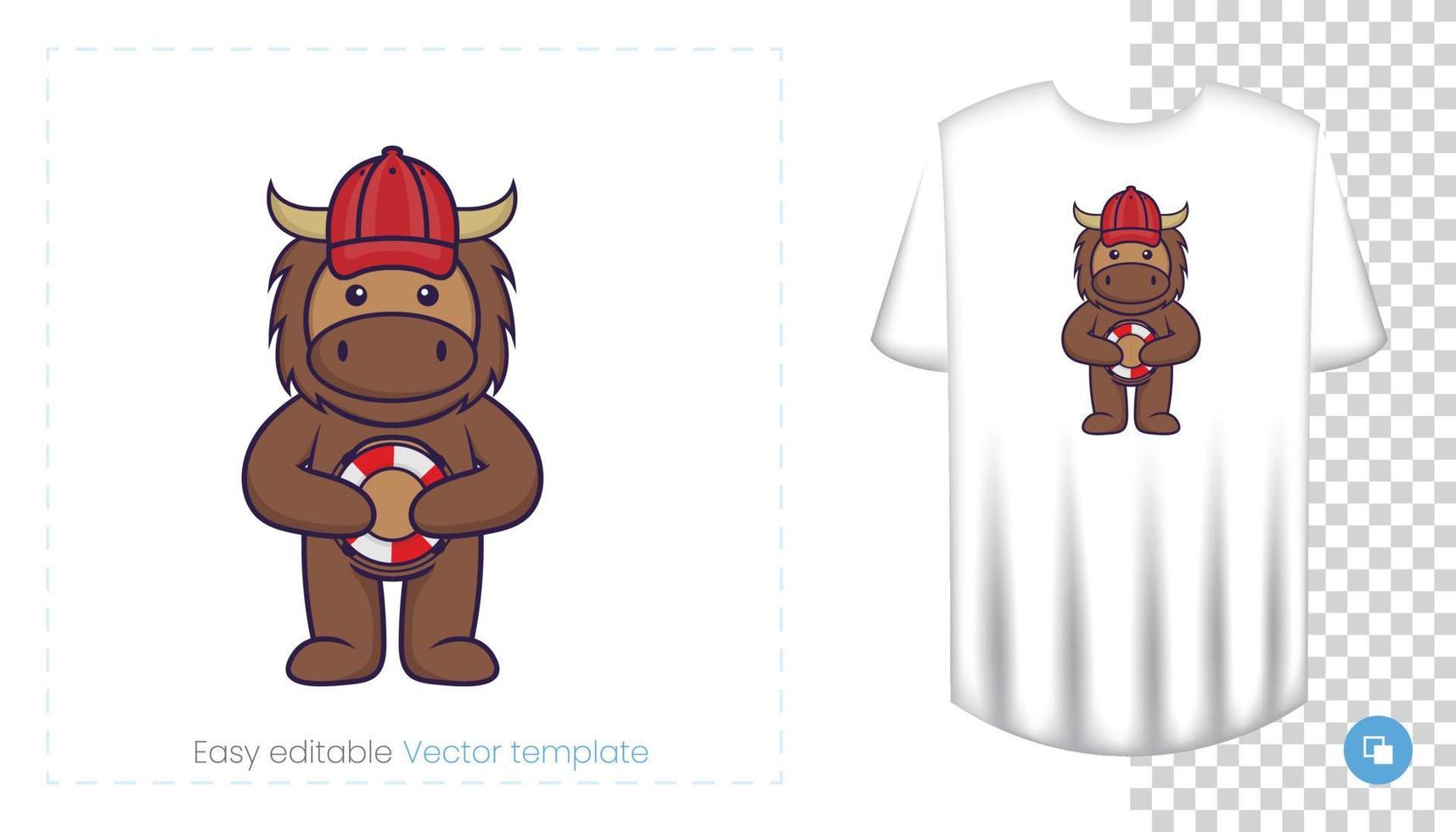 Cute bull mascot character. Can be used on stickers, patches, textiles, paper, cloth and others. vector