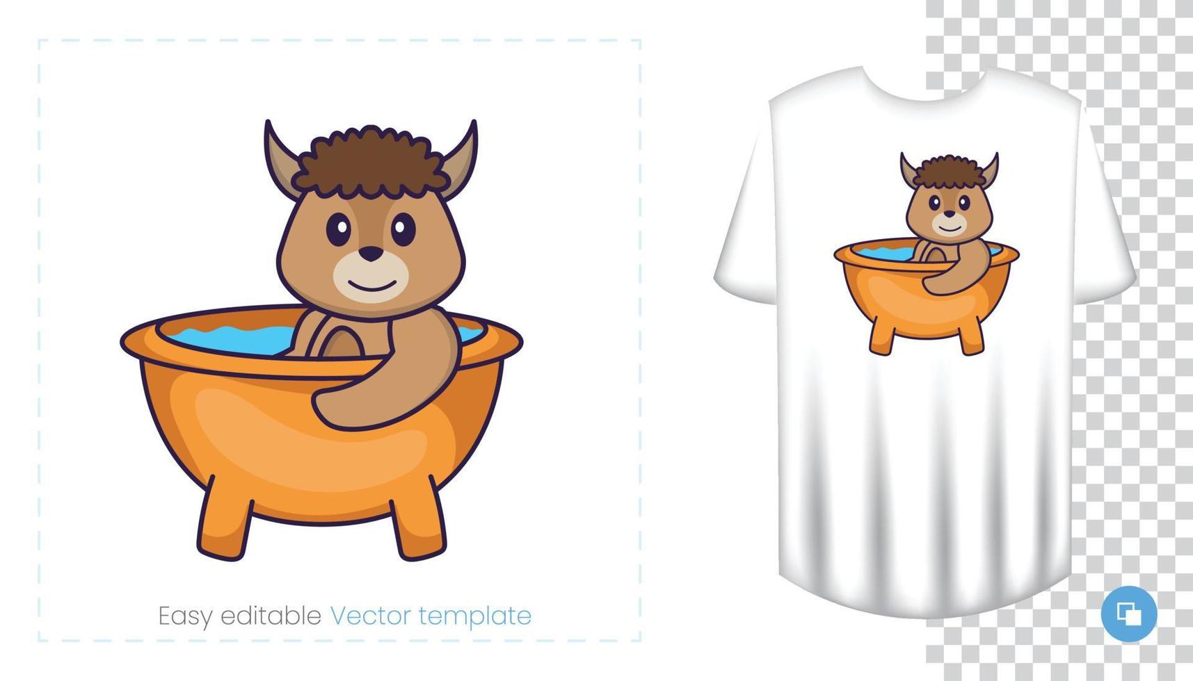 Cute sheep character. Prints on T-shirts, sweatshirts, cases for mobile phones, souvenirs. Isolated vector illustration on white background.