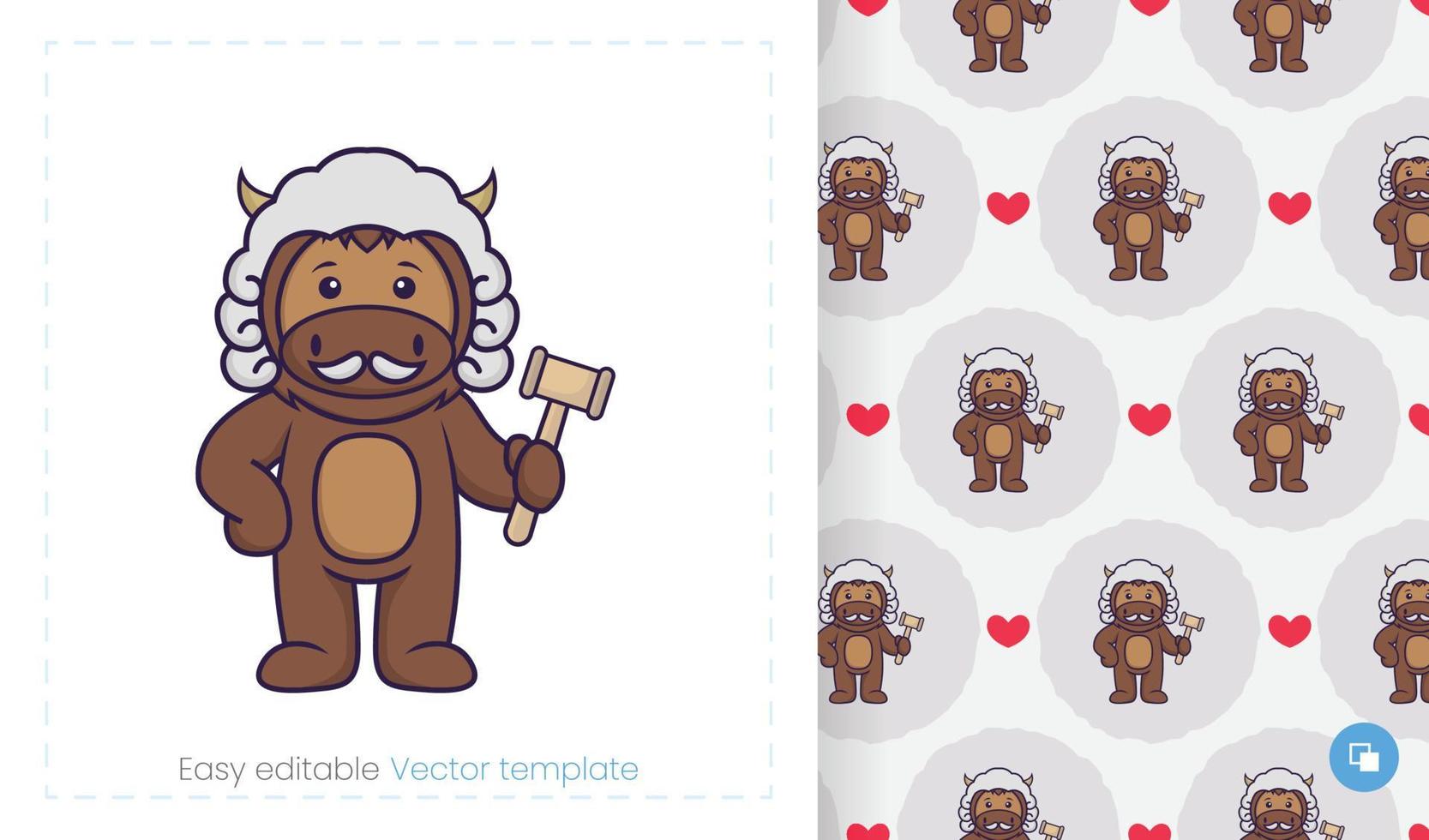 Cute bull mascot character. Can be used on stickers, patches, textiles, paper, cloth and others. vector