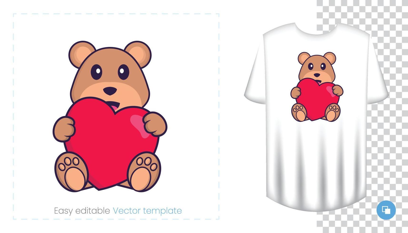 Cute bear mascot character. Can be used for stickers, pattern, patches, textiles, paper. Vector illustration
