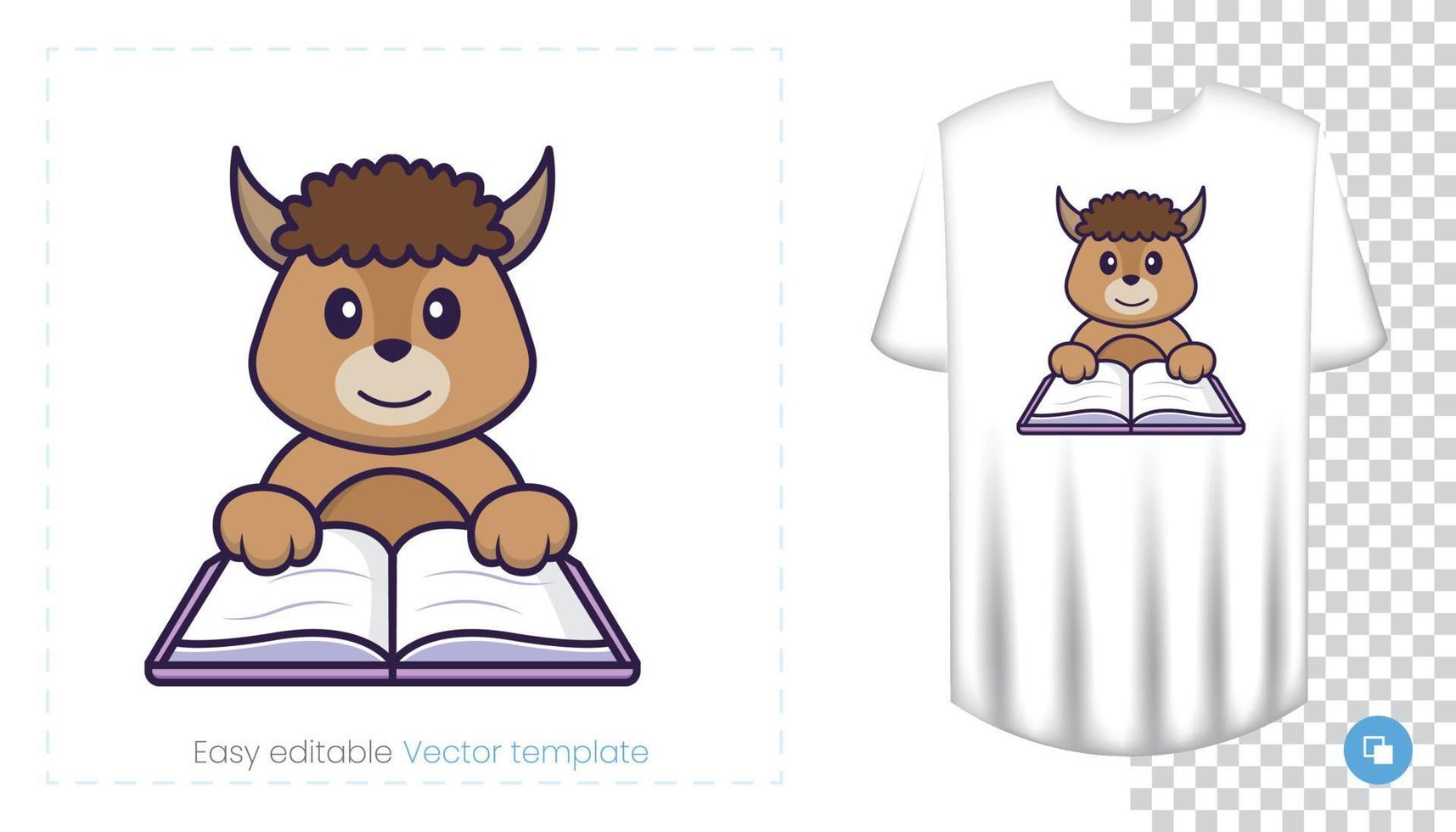 Cute sheep character. Prints on T-shirts, sweatshirts, cases for mobile phones, souvenirs. Isolated vector illustration on white background.