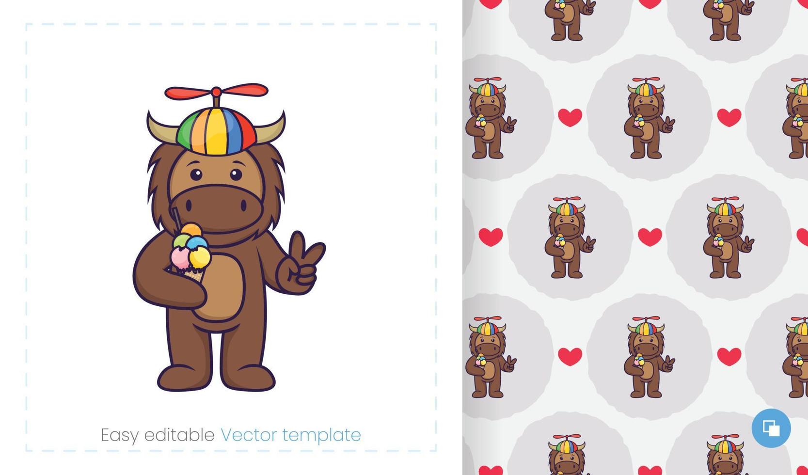 Cute bull mascot character. Can be used on stickers, patches, textiles, paper, cloth and others. vector