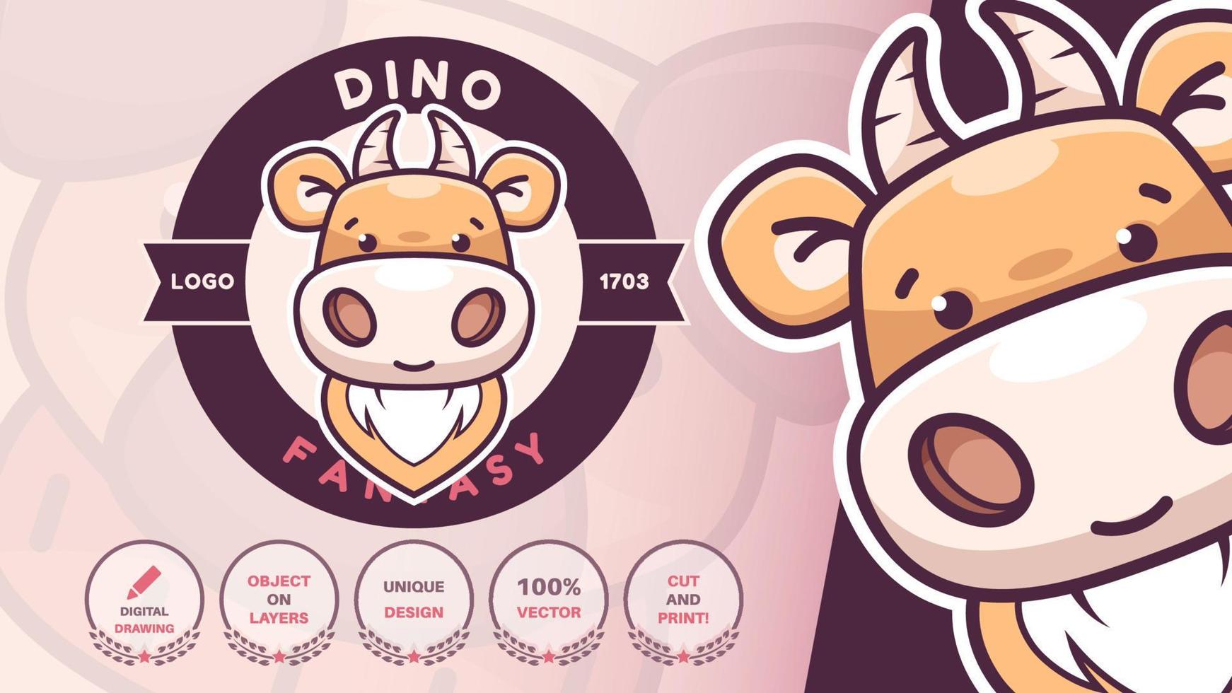 Cartoon character monster dinosaur logo vector