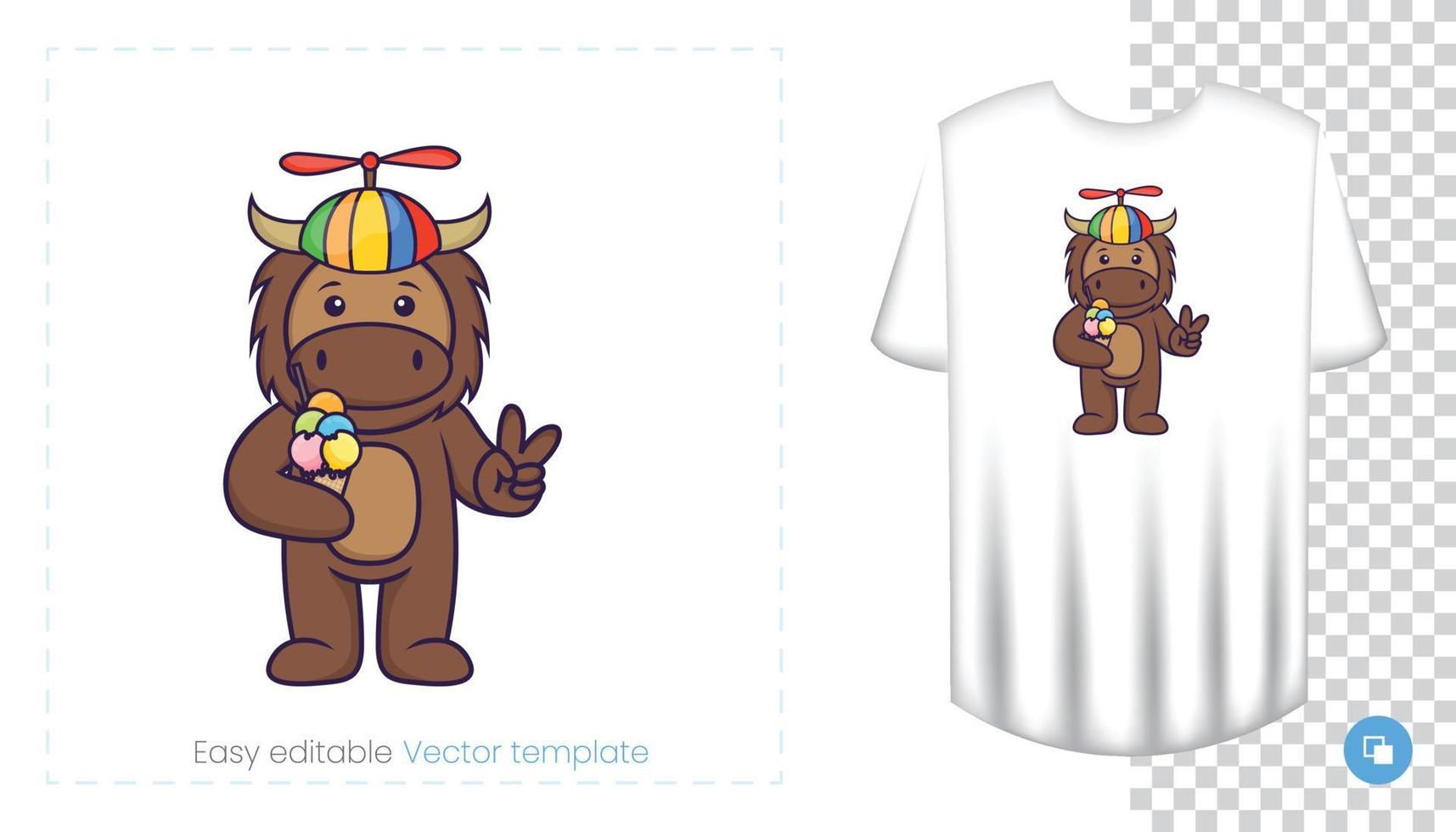 Cute bull mascot character. Can be used on stickers, patches, textiles, paper, cloth and others. vector