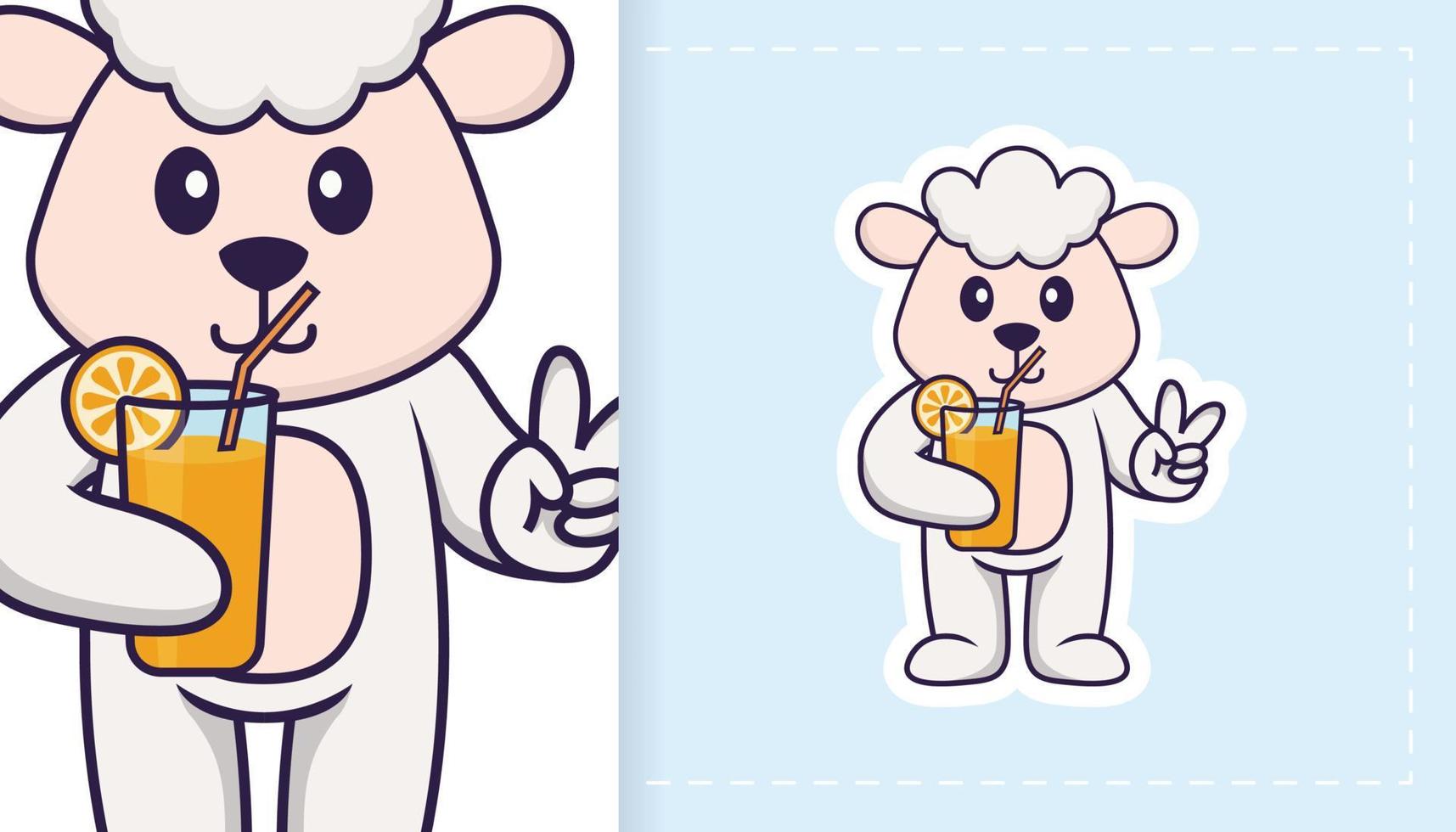 Cute sheep mascot character. Can be used for stickers, patches, textiles, paper. Vector illustration
