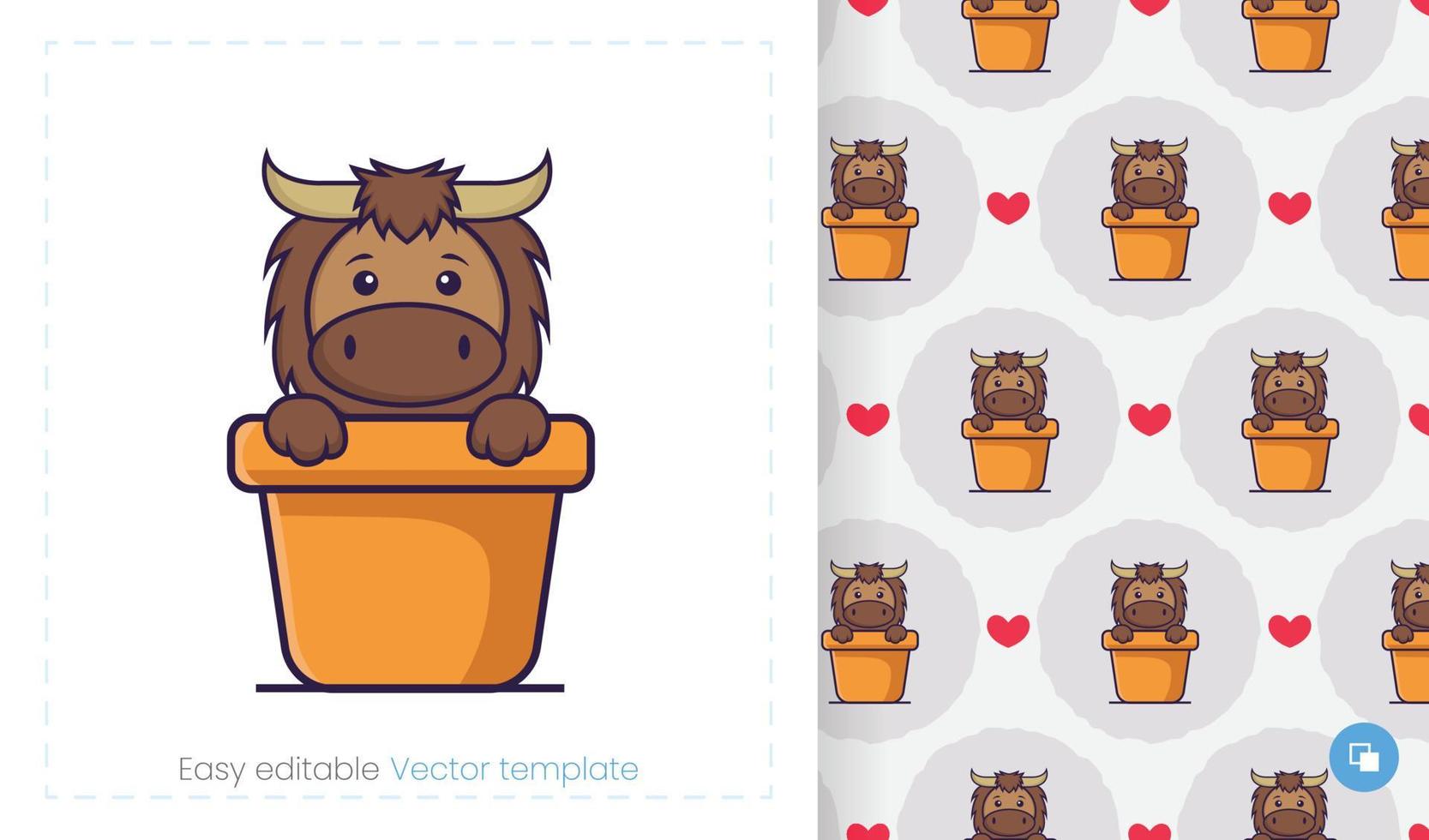 Cute bull mascot character. Can be used on stickers, patches, textiles, paper, cloth and others. vector