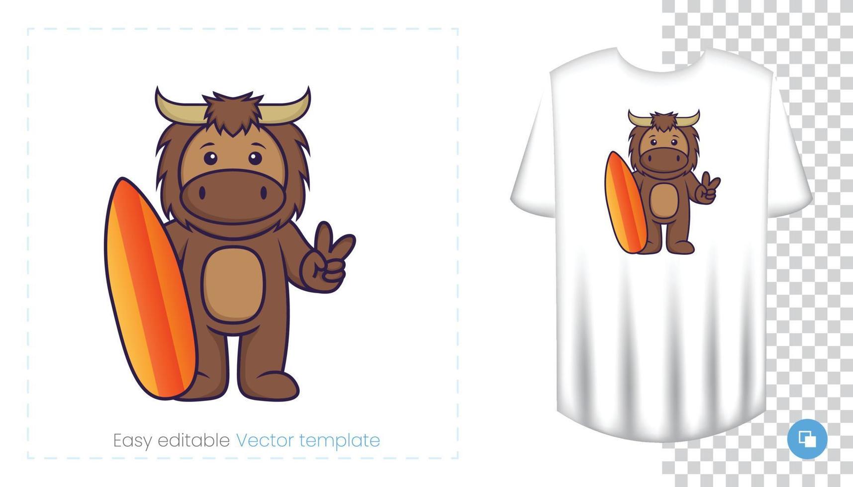 Cute bull mascot character. Can be used on stickers, patches, textiles, paper, cloth and others. vector