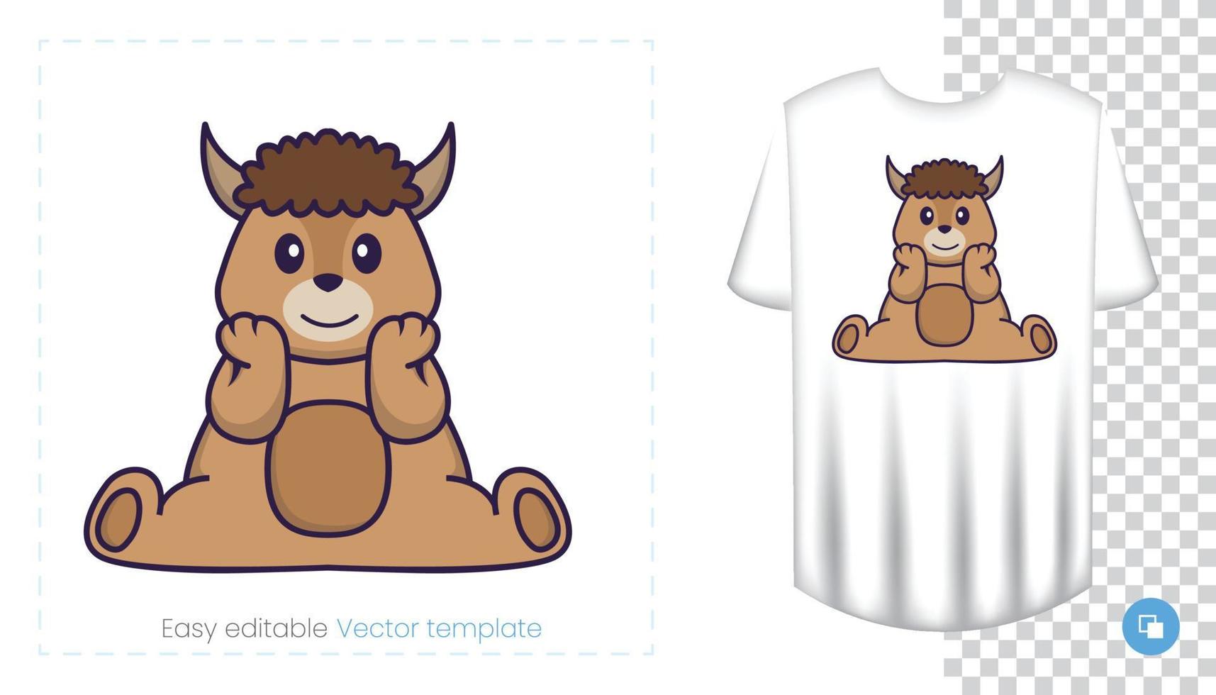 Cute sheep character. Prints on T-shirts, sweatshirts, cases for mobile phones, souvenirs. Isolated vector illustration on white background.