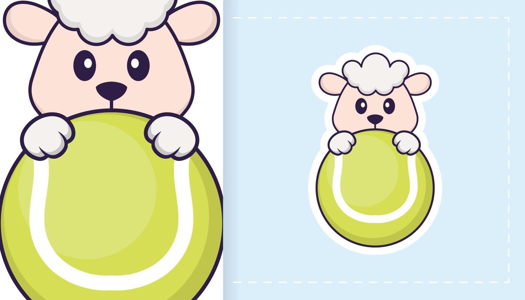 Cute sheep mascot character. Can be used for stickers, patches, textiles, paper. Vector illustration